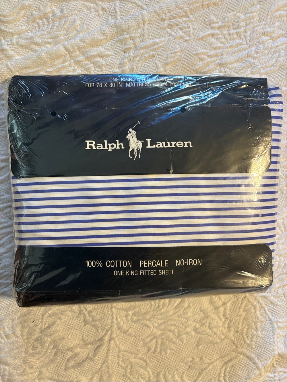 Vintage Ralph Lauren fitted King sheet. 100% Cotton Percale no iron.